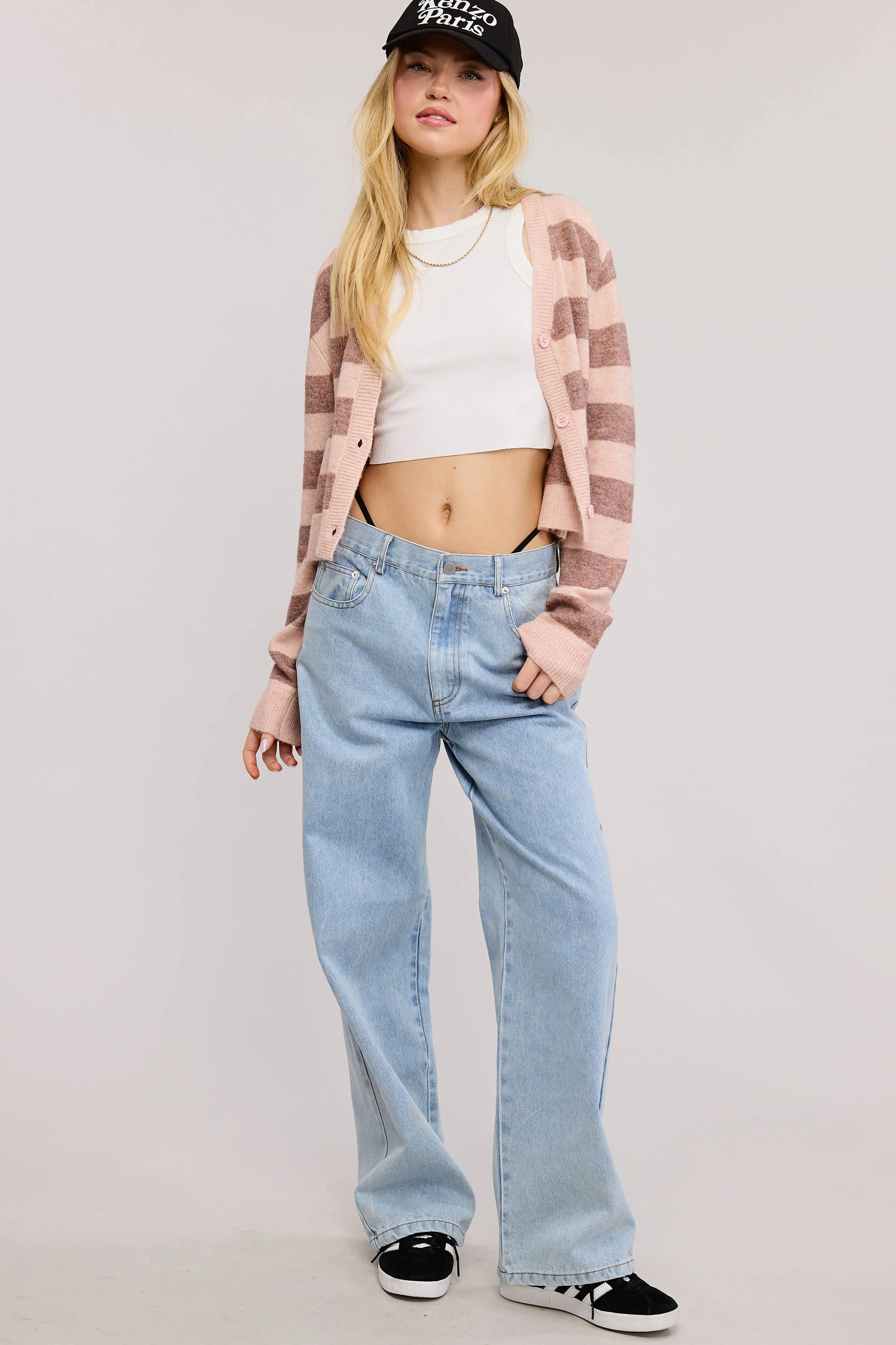 SOFT KNIT STRIPE CARDIGAN