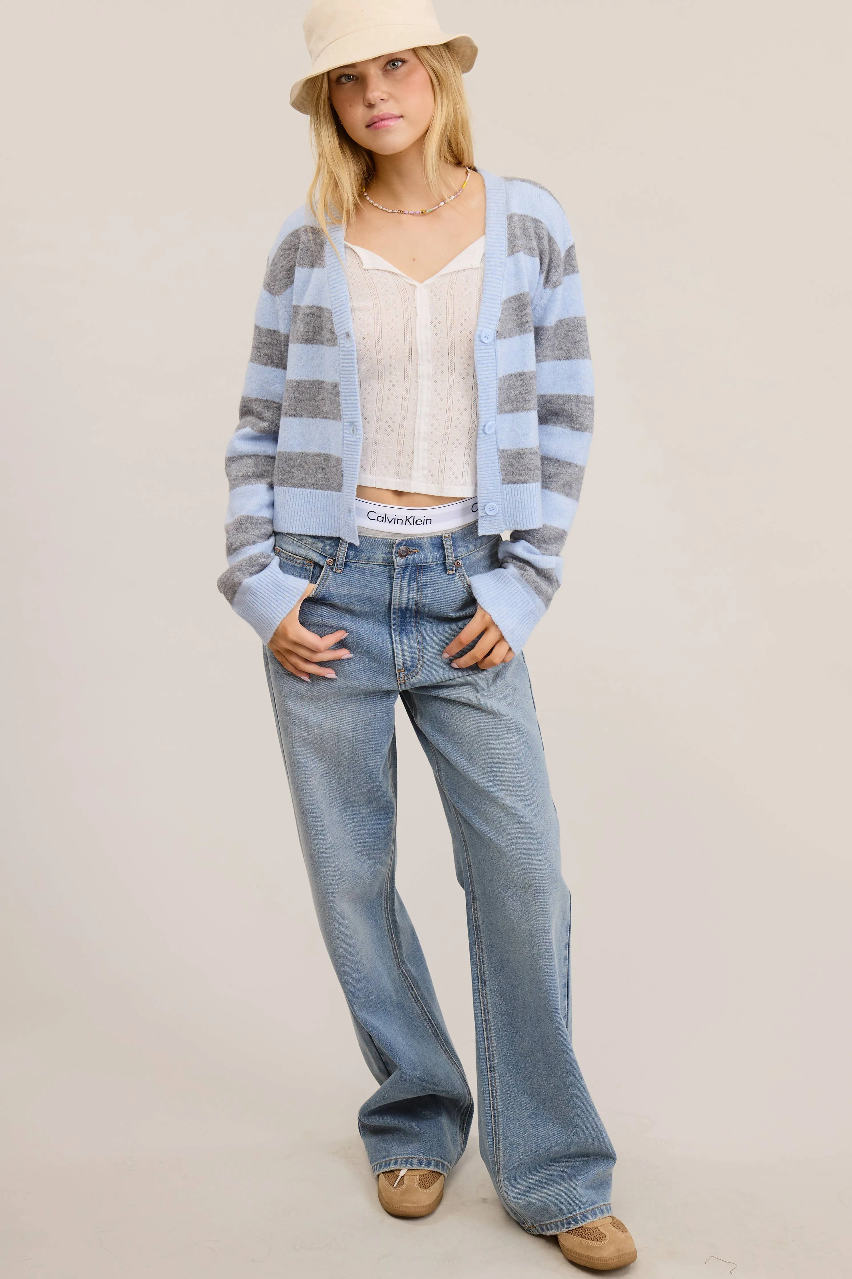 SOFT KNIT STRIPE CARDIGAN
