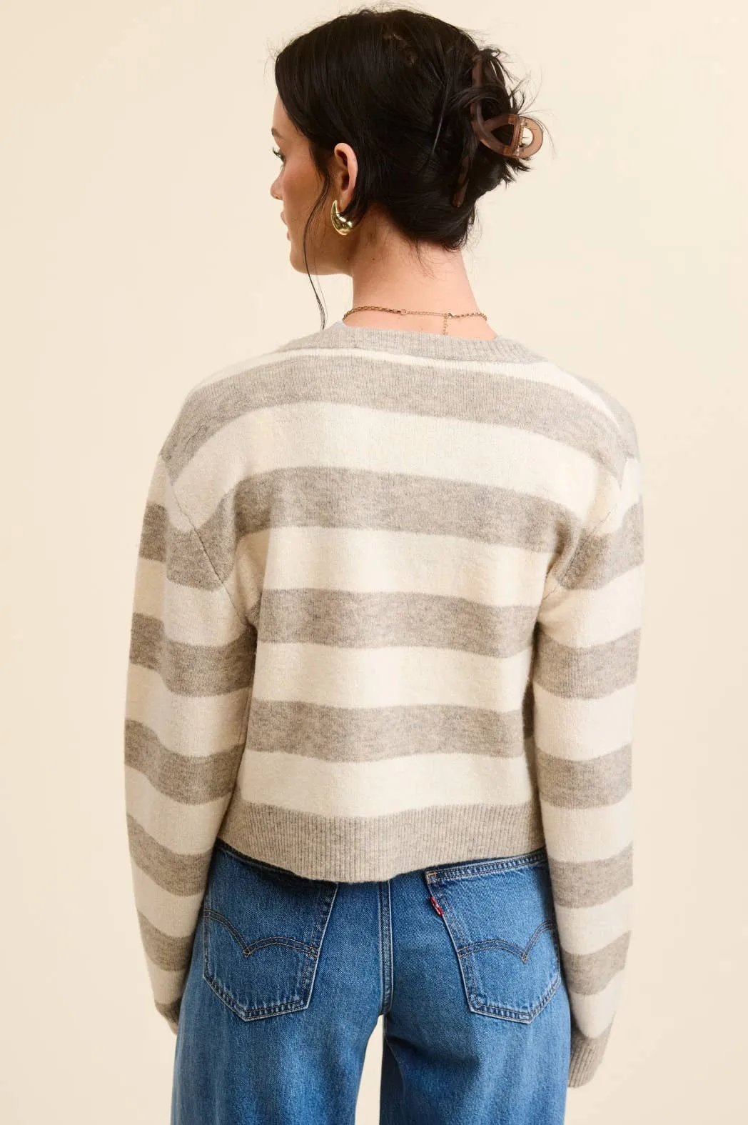 SOFT KNIT STRIPE CARDIGAN