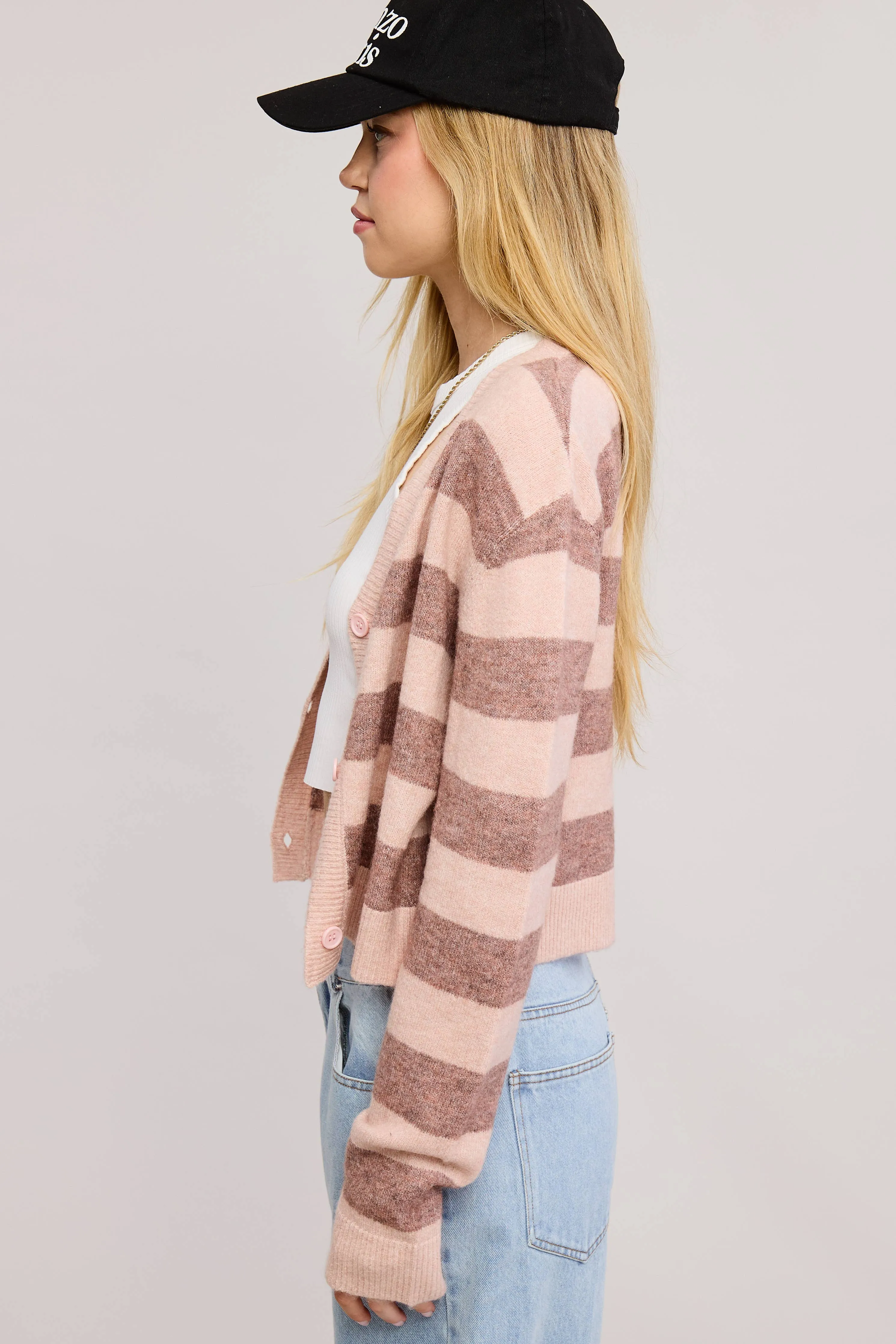 SOFT KNIT STRIPE CARDIGAN