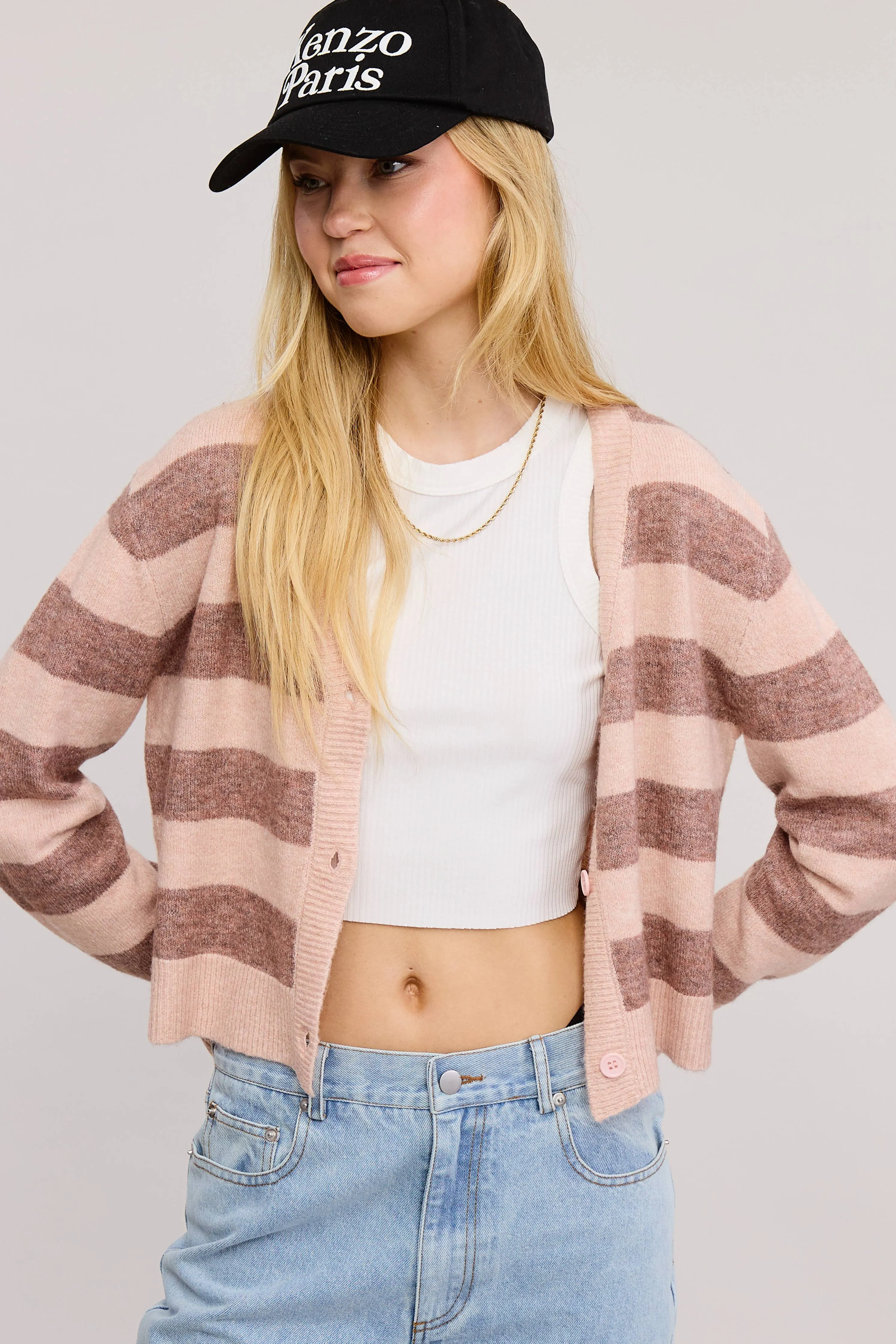SOFT KNIT STRIPE CARDIGAN