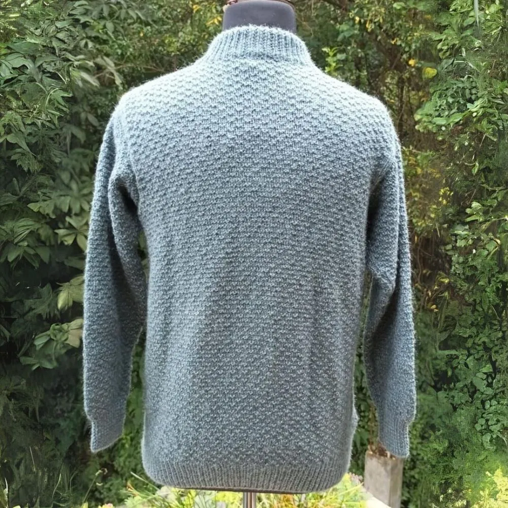 Steel Blue Hand-Knitted Woollen Men Cardigan/Sweater | Smart Wear