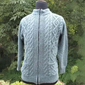 Steel Blue Hand-Knitted Woollen Men Cardigan/Sweater | Smart Wear
