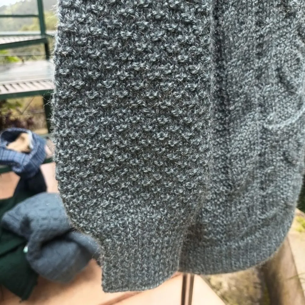Steel Blue Hand-Knitted Woollen Men Cardigan/Sweater | Smart Wear