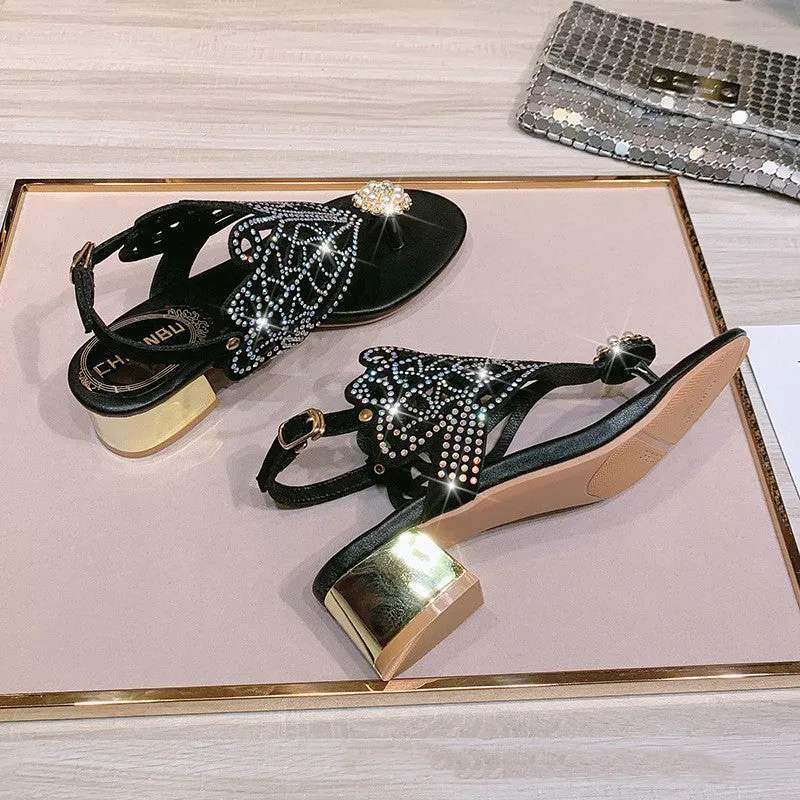 Summer women's sandals Bohemian fashion shoes middle heel and flat bottom clip toe casual women's shoes beach shoes