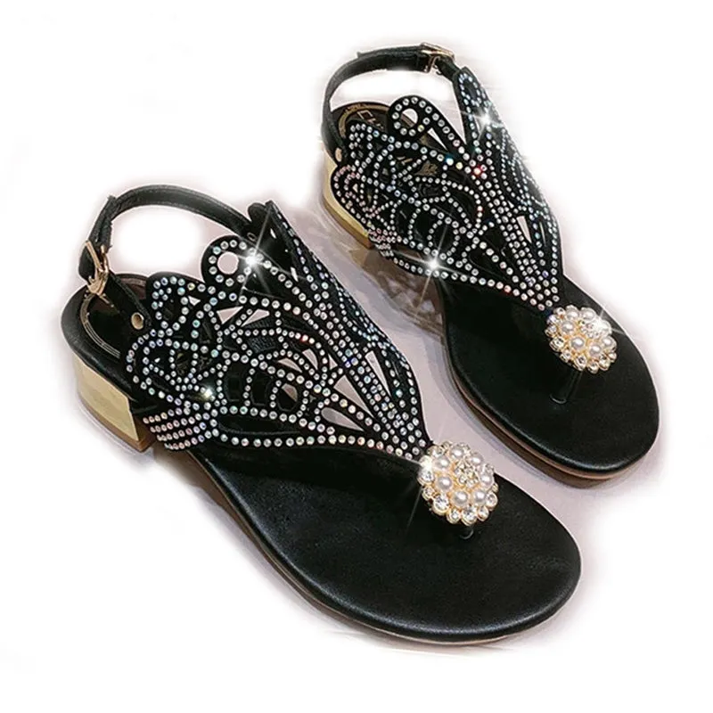 Summer women's sandals Bohemian fashion shoes middle heel and flat bottom clip toe casual women's shoes beach shoes