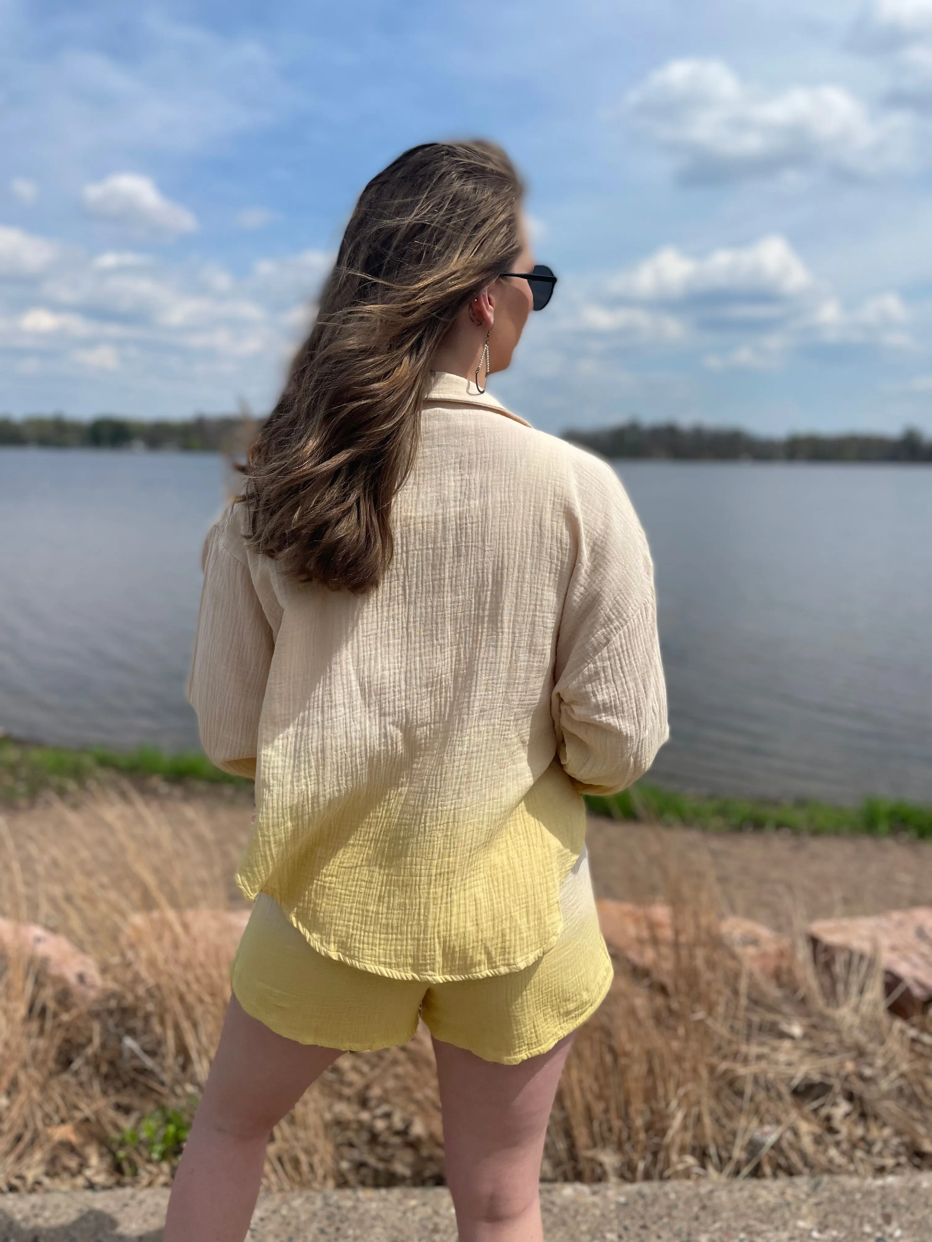 Sunset Ombre Waffle Textured Short Set