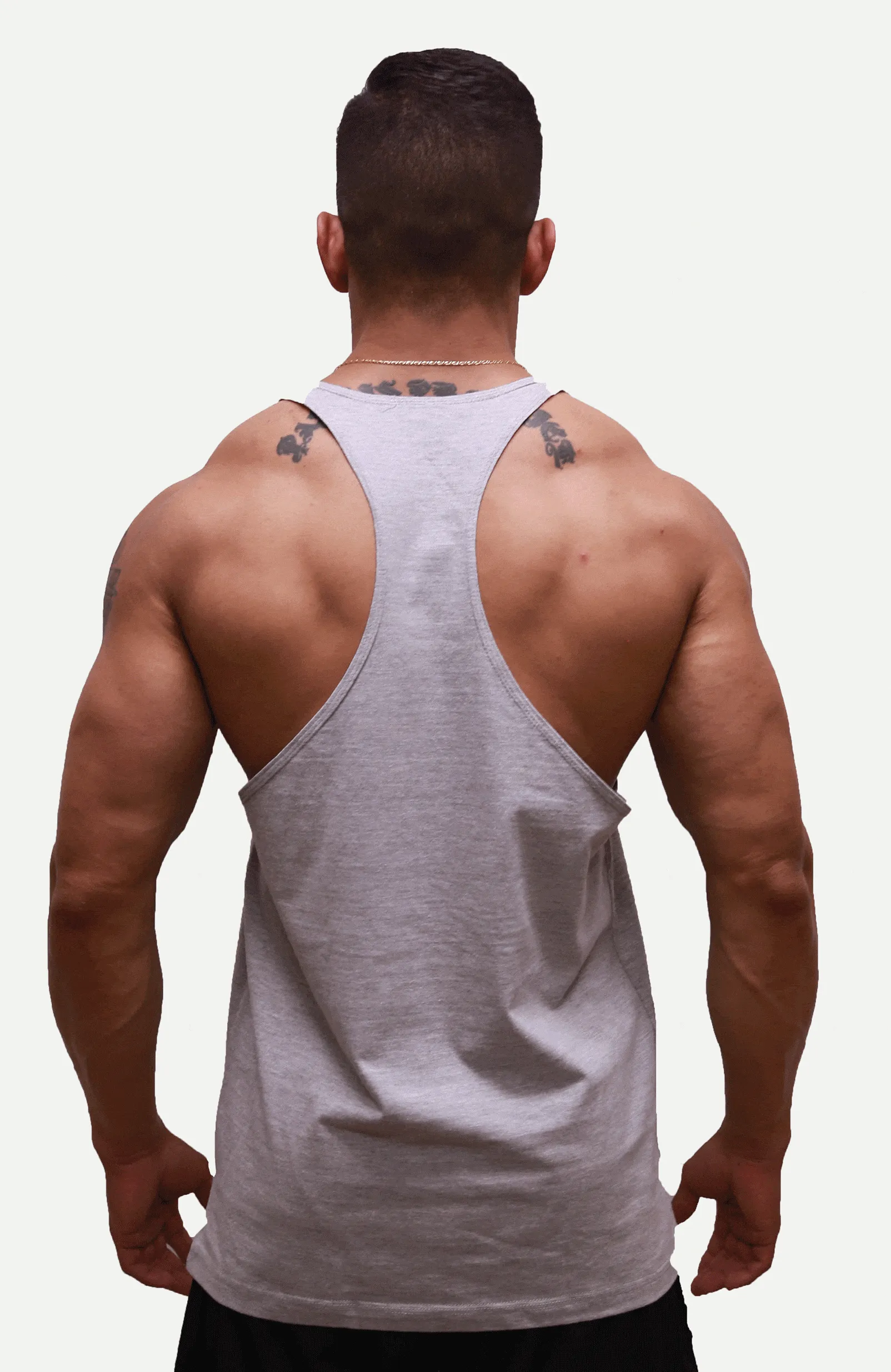 T-Back Tank - Blue on Grey