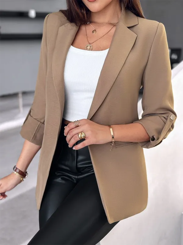 Tailored Open-Front 3/4 Sleeve Blazer for Office