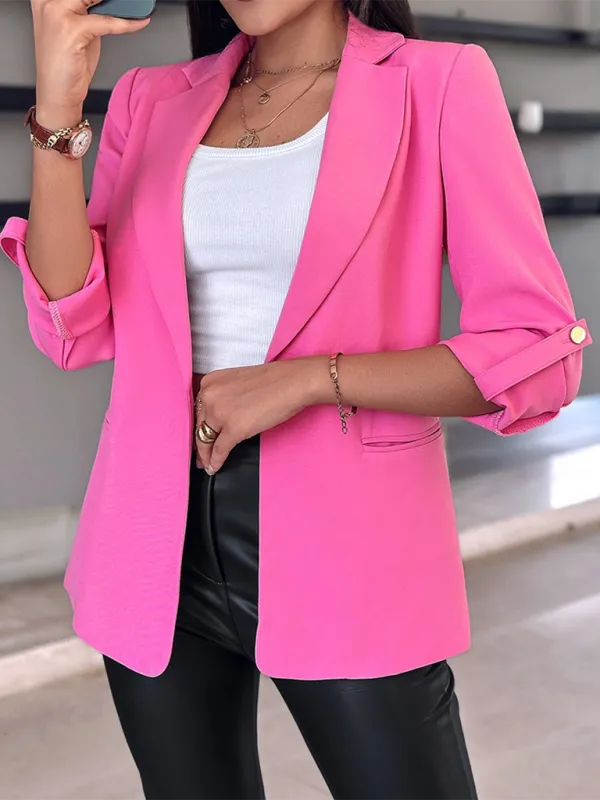 Tailored Open-Front 3/4 Sleeve Blazer for Office