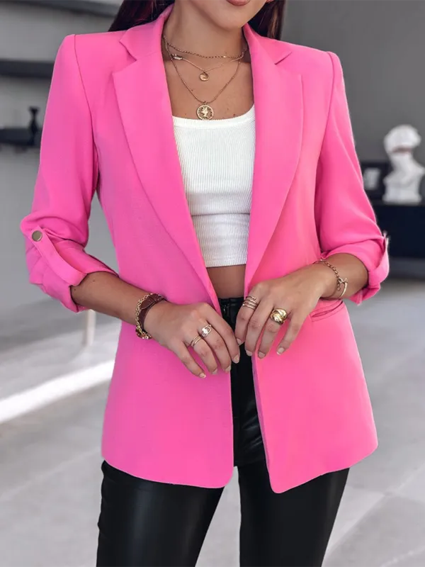 Tailored Open-Front 3/4 Sleeve Blazer for Office