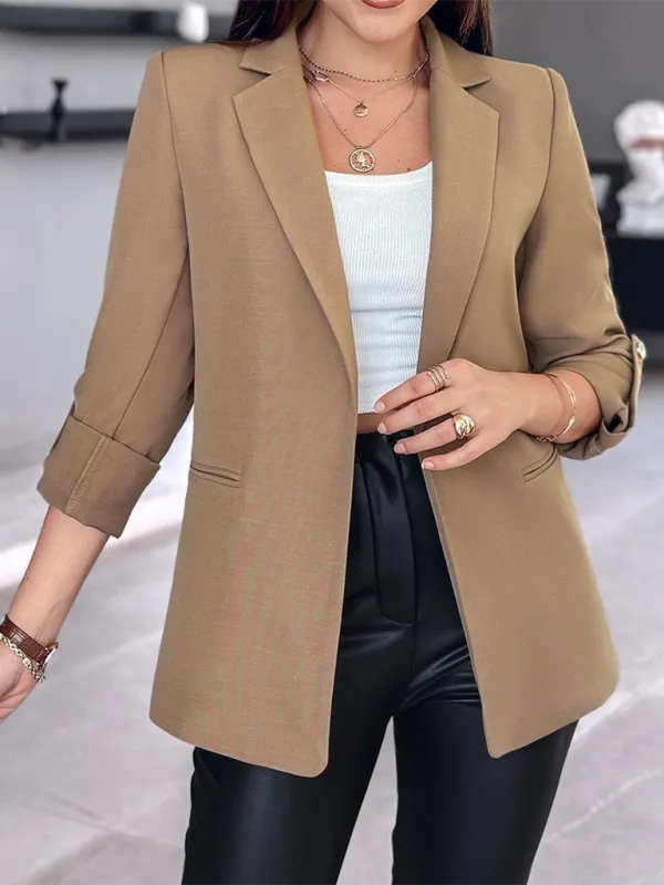 Tailored Open-Front 3/4 Sleeve Blazer for Office