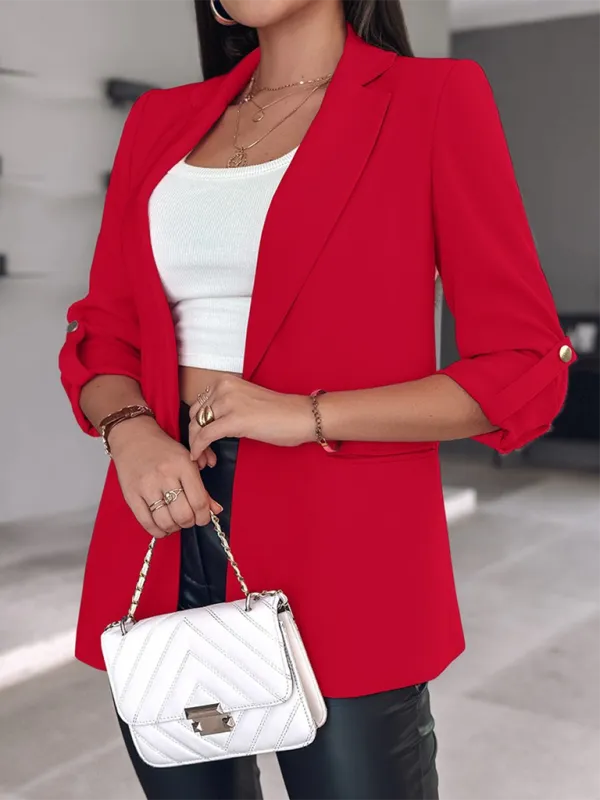 Tailored Open-Front 3/4 Sleeve Blazer for Office