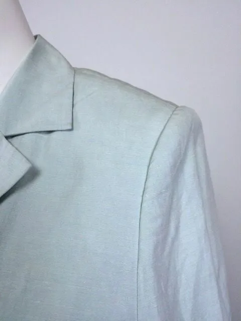 Talbots Size 14 Pale Mint Green Silk Linen Blazer