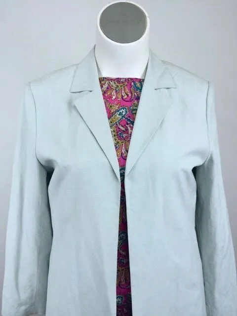 Talbots Size 14 Pale Mint Green Silk Linen Blazer