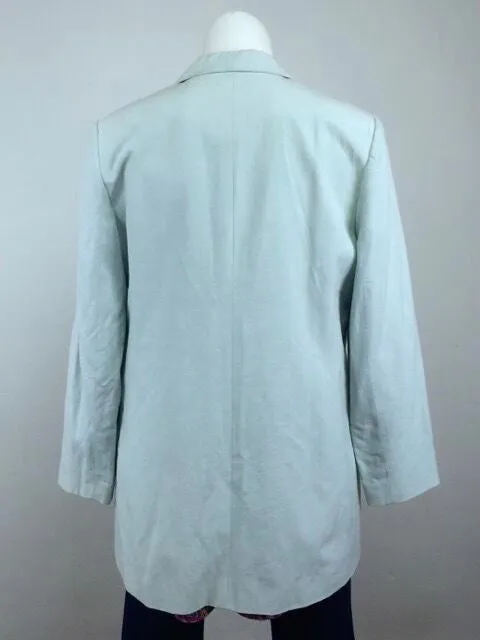 Talbots Size 14 Pale Mint Green Silk Linen Blazer