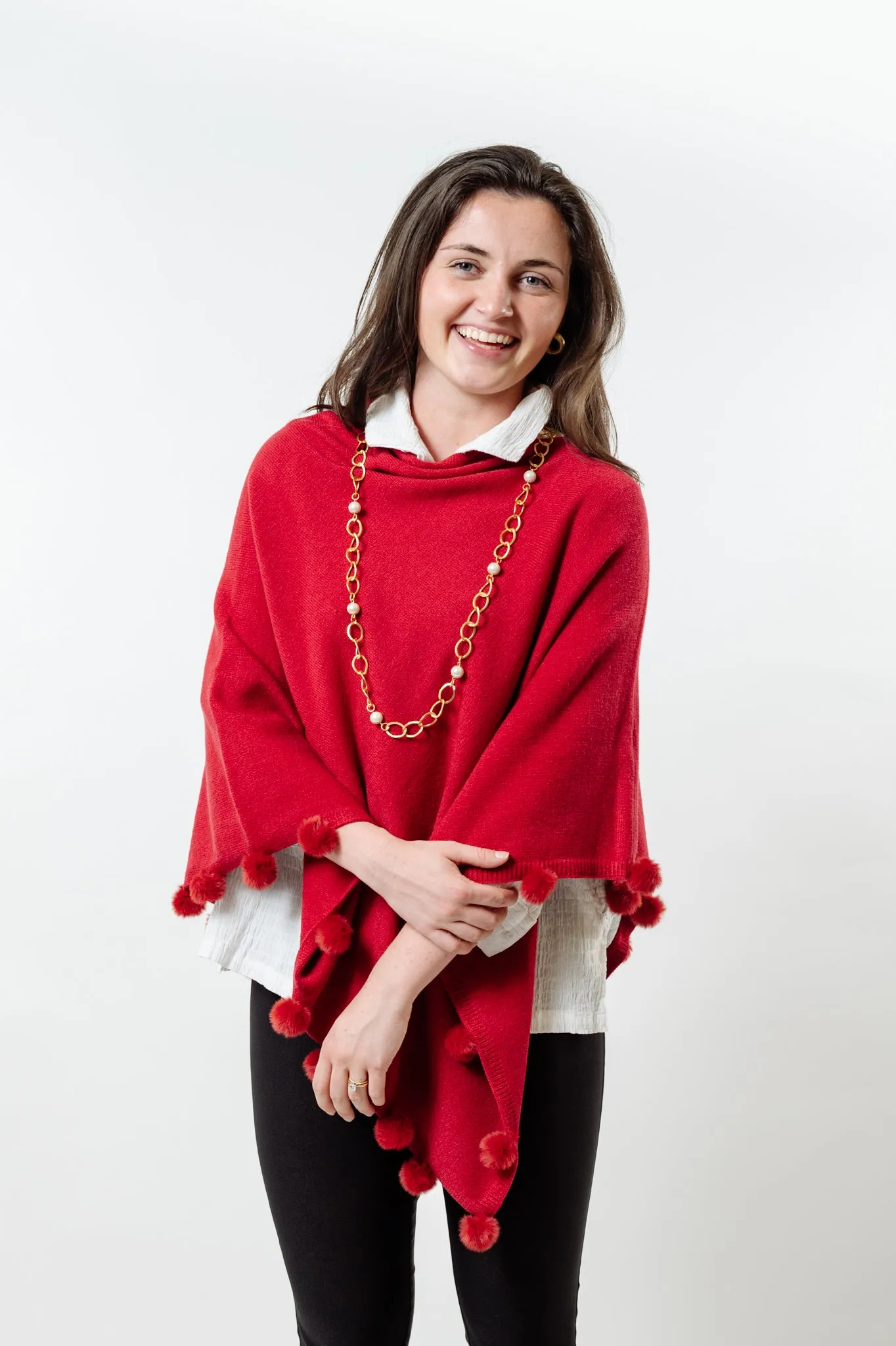 The Rixey Fur Ball Pompom Poncho