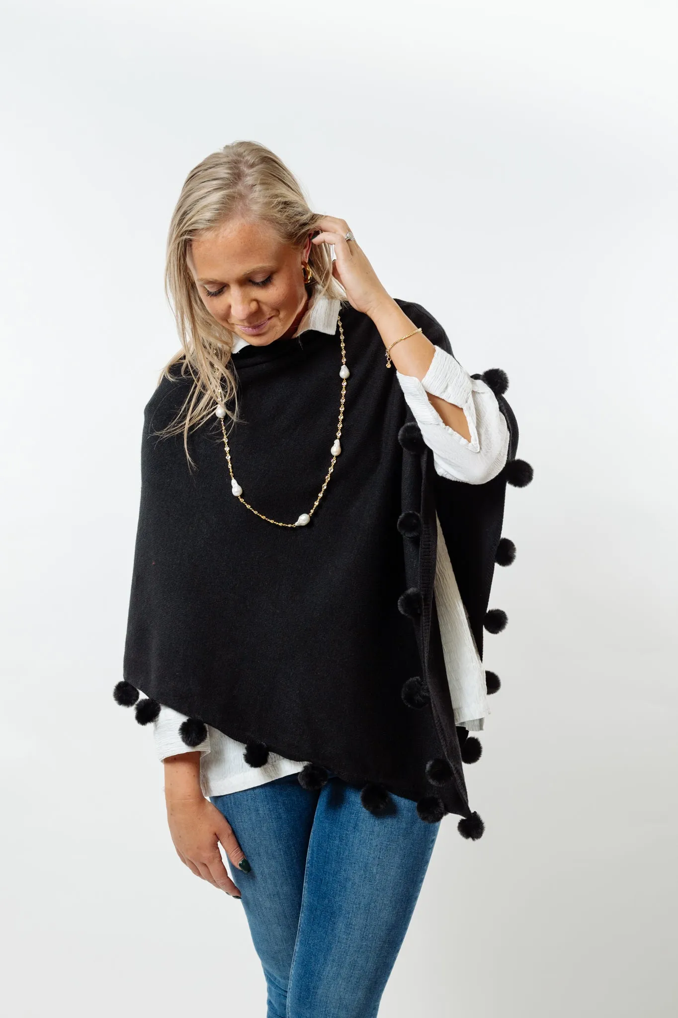 The Rixey Fur Ball Pompom Poncho