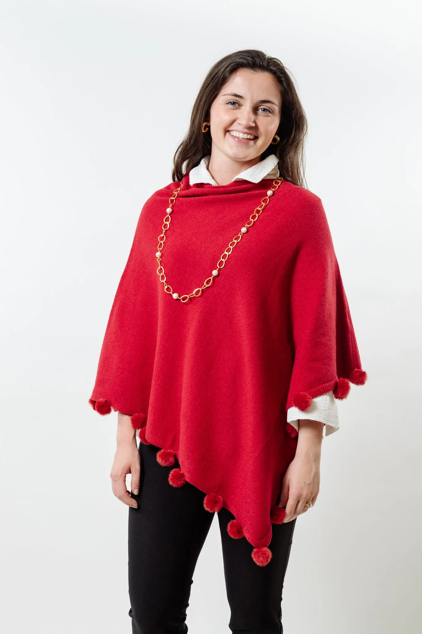 The Rixey Fur Ball Pompom Poncho