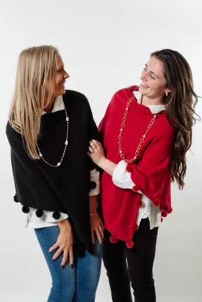 The Rixey Fur Ball Pompom Poncho