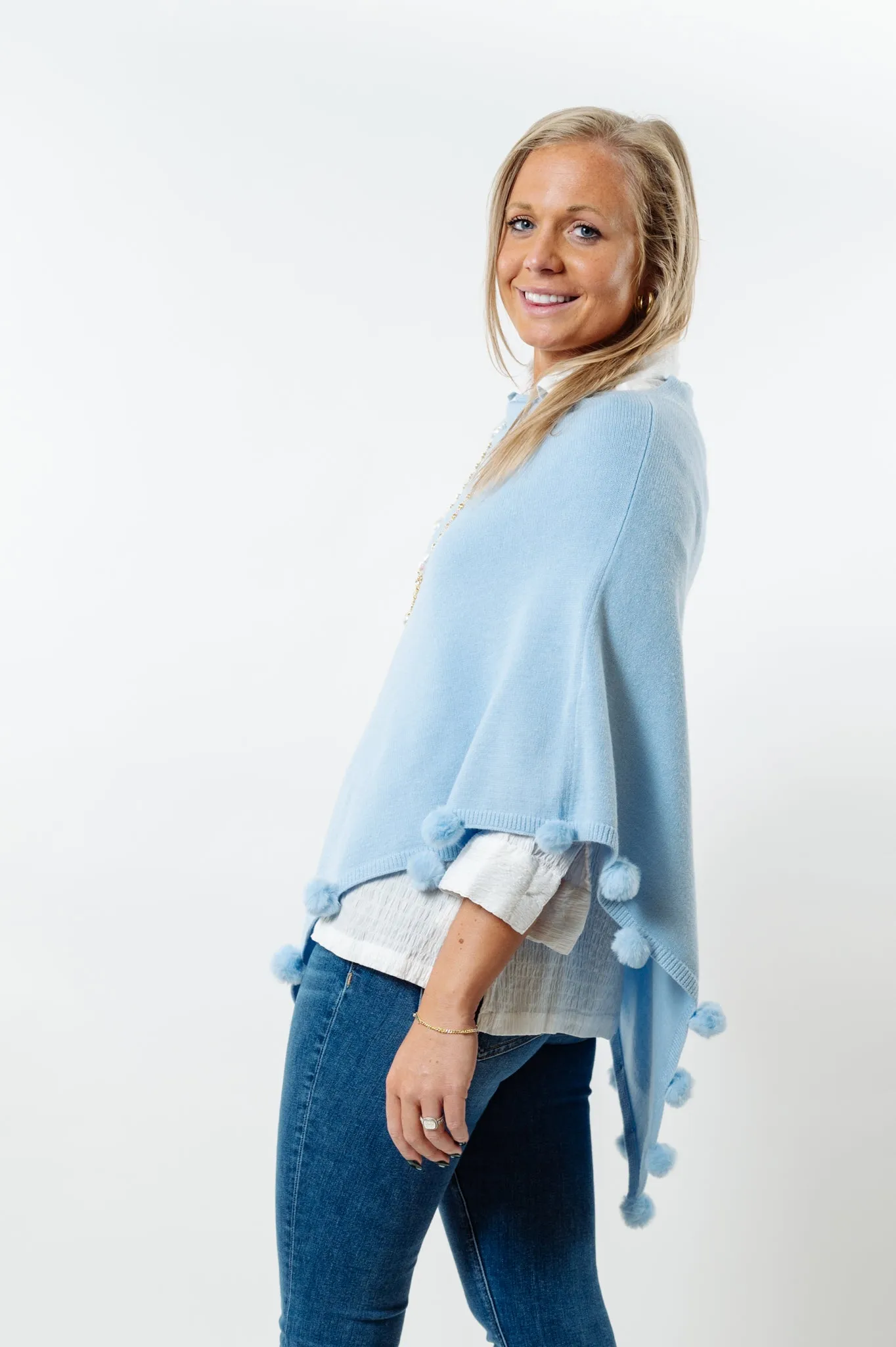 The Rixey Fur Ball Pompom Poncho