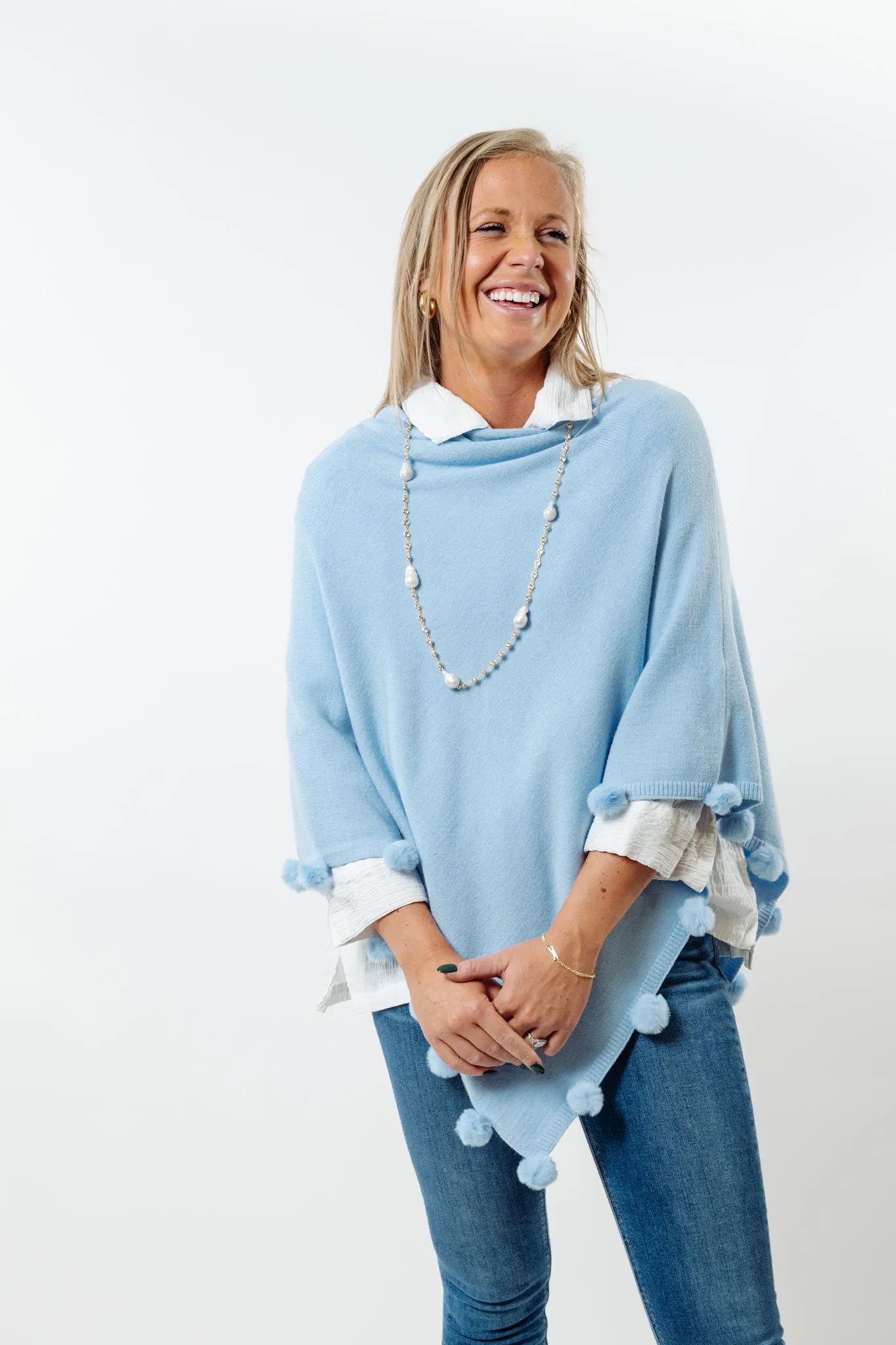 The Rixey Fur Ball Pompom Poncho