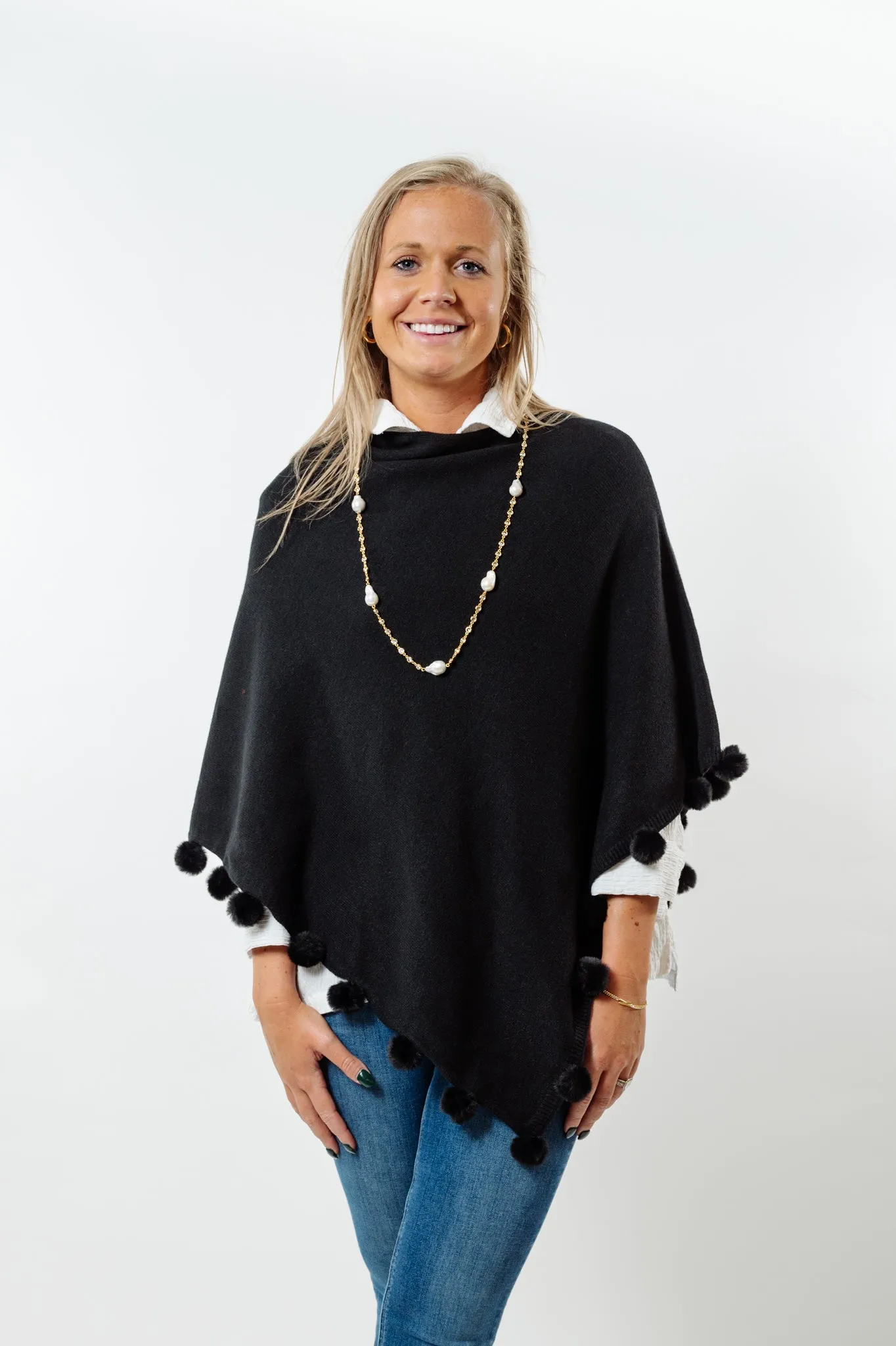 The Rixey Fur Ball Pompom Poncho