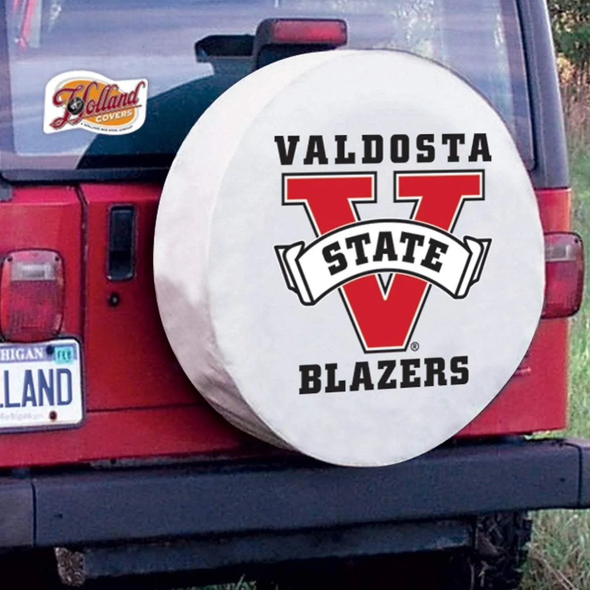 Valdosta State Blazers HBS White Vinyl Fitted Car Tire Cover