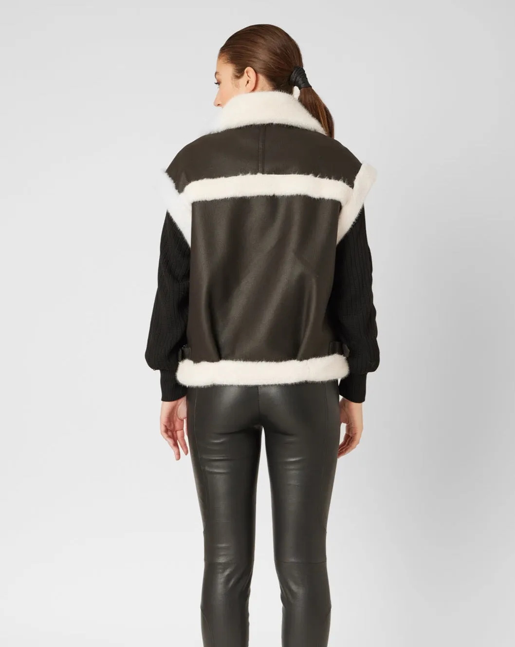 Vegan Leather Vest with Faux Mink