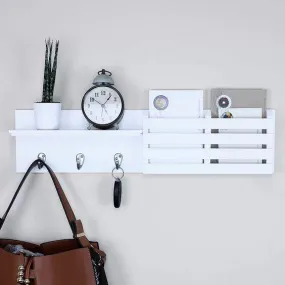 White Utility Shelf In PVC with Pocket and Hanging Hooks By Miza
