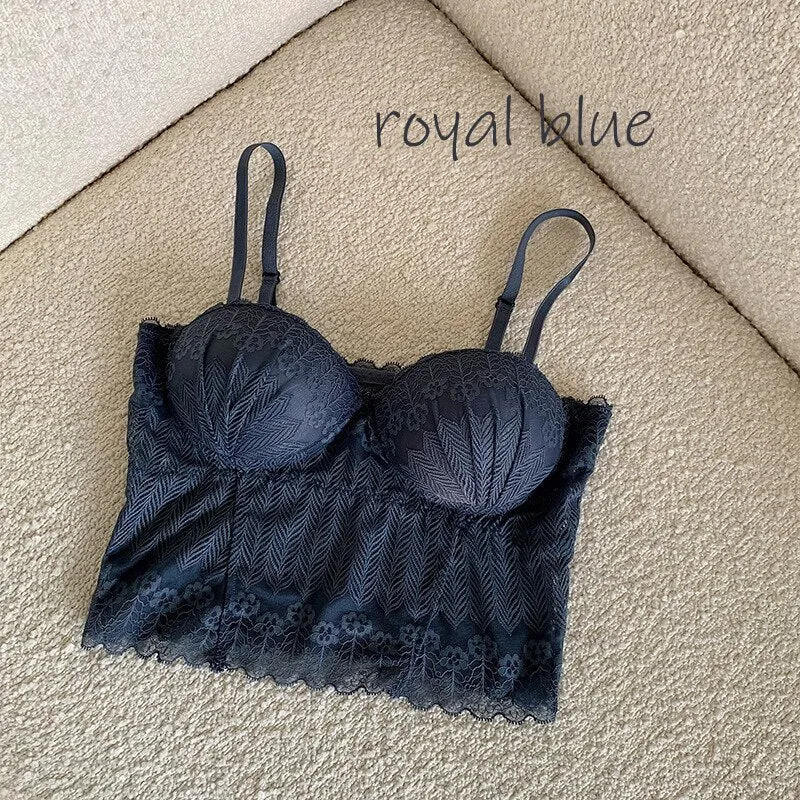 Wjczt Sexy Crop Top Women Lace Tube Top Comfortable Breathable Fixed Coaster Camisole Push Up Wireless Bra 2022 New