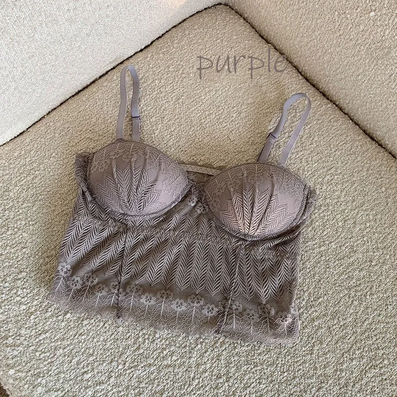 Wjczt Sexy Crop Top Women Lace Tube Top Comfortable Breathable Fixed Coaster Camisole Push Up Wireless Bra 2022 New
