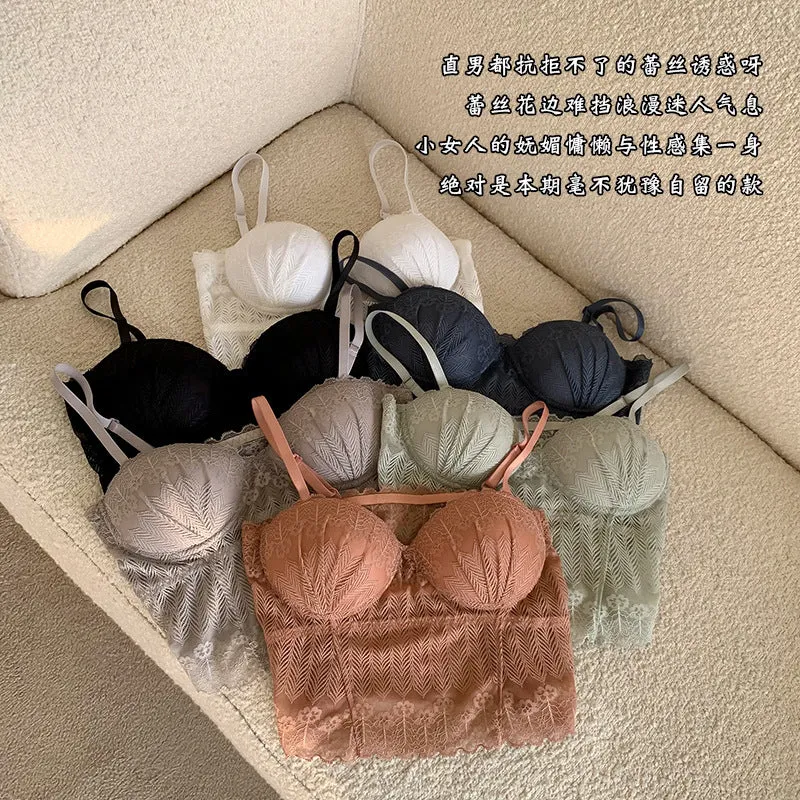 Wjczt Sexy Crop Top Women Lace Tube Top Comfortable Breathable Fixed Coaster Camisole Push Up Wireless Bra 2022 New