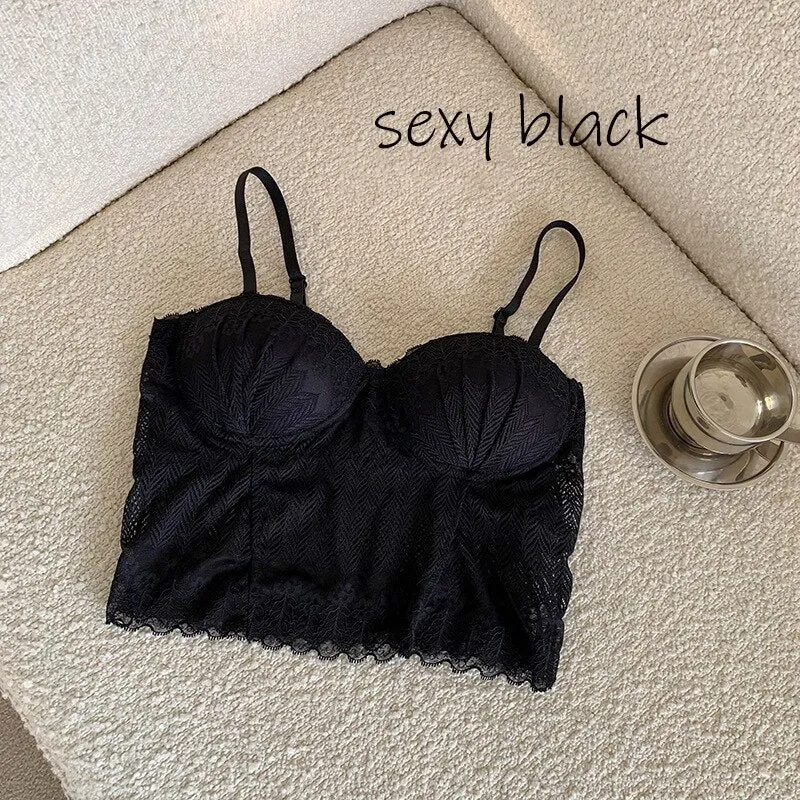 Wjczt Sexy Crop Top Women Lace Tube Top Comfortable Breathable Fixed Coaster Camisole Push Up Wireless Bra 2022 New
