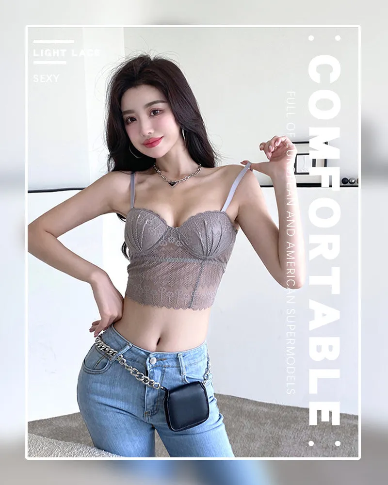 Wjczt Sexy Crop Top Women Lace Tube Top Comfortable Breathable Fixed Coaster Camisole Push Up Wireless Bra 2022 New
