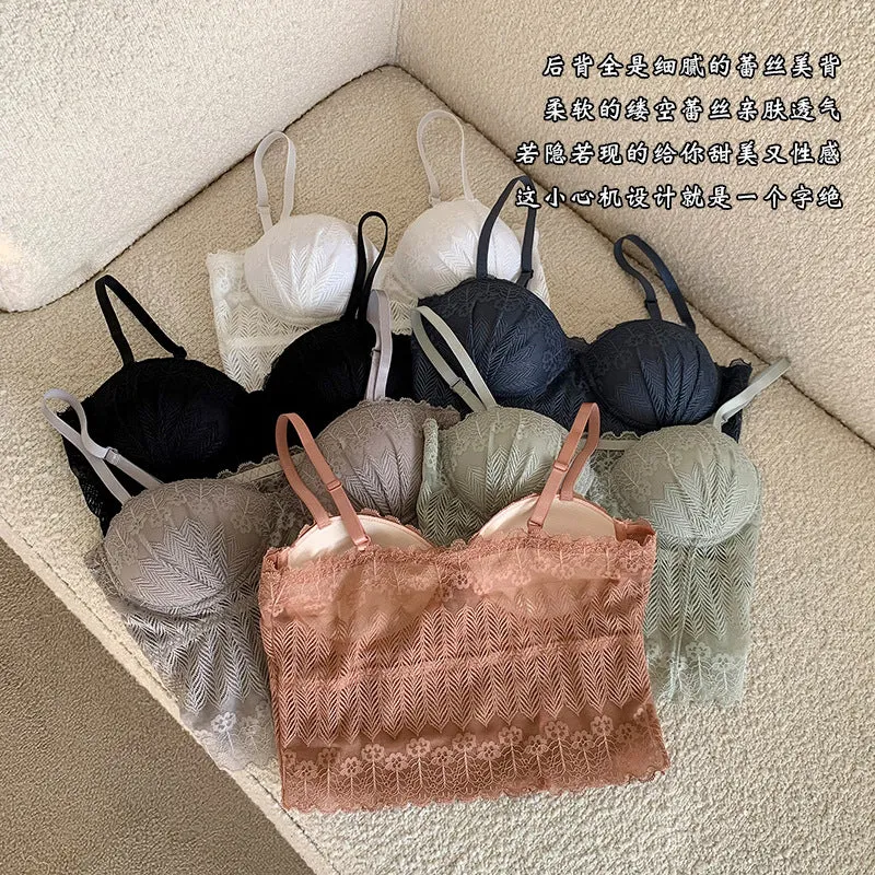 Wjczt Sexy Crop Top Women Lace Tube Top Comfortable Breathable Fixed Coaster Camisole Push Up Wireless Bra 2022 New
