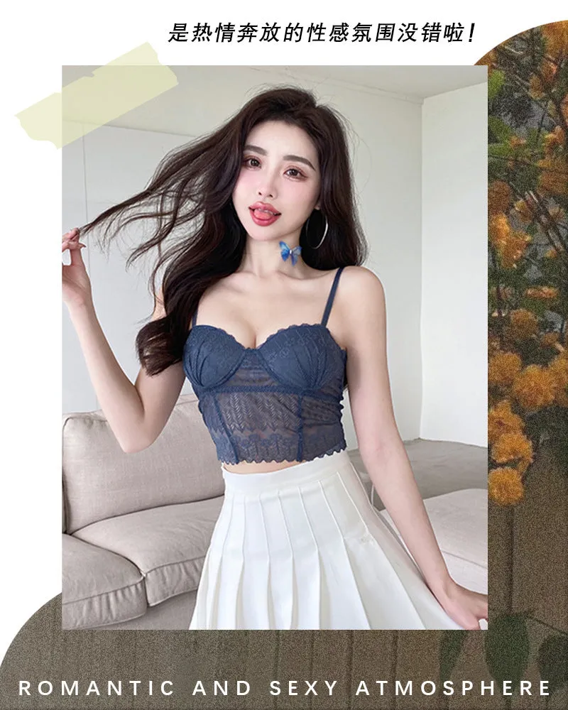 Wjczt Sexy Crop Top Women Lace Tube Top Comfortable Breathable Fixed Coaster Camisole Push Up Wireless Bra 2022 New