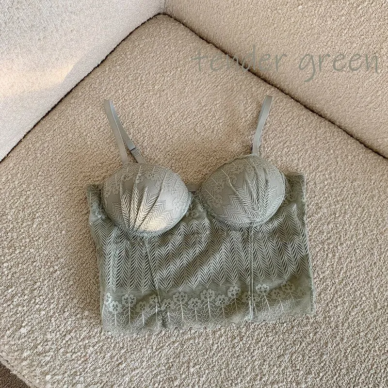 Wjczt Sexy Crop Top Women Lace Tube Top Comfortable Breathable Fixed Coaster Camisole Push Up Wireless Bra 2022 New