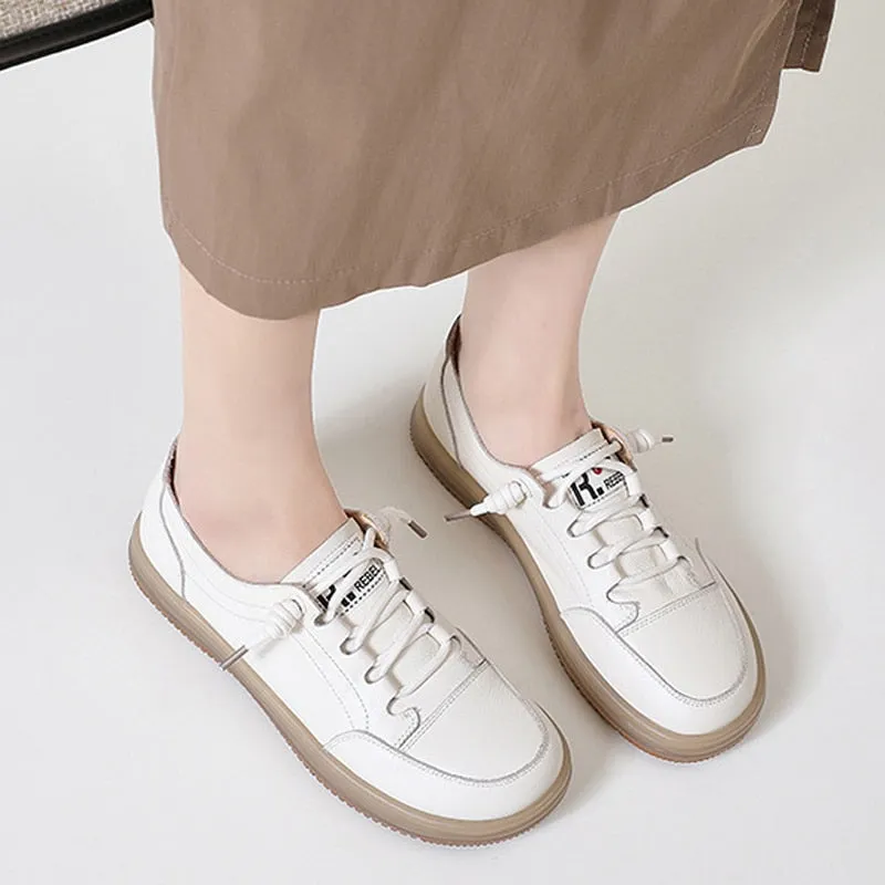 Women Genuine Leather Casual Flat Shoes