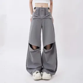 Y2K Streetwear High-Waist Cargohosen mit Hollow-Out Design