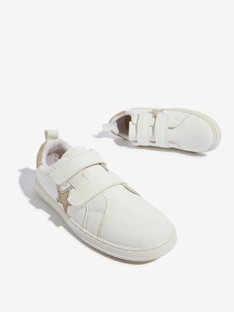 Yellow White Velcro Strap Shoes