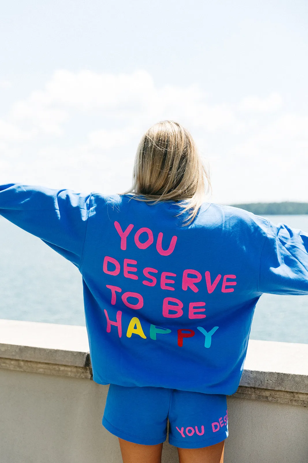 You Deserve To Be Happy Sweatshorts - Royal Blue