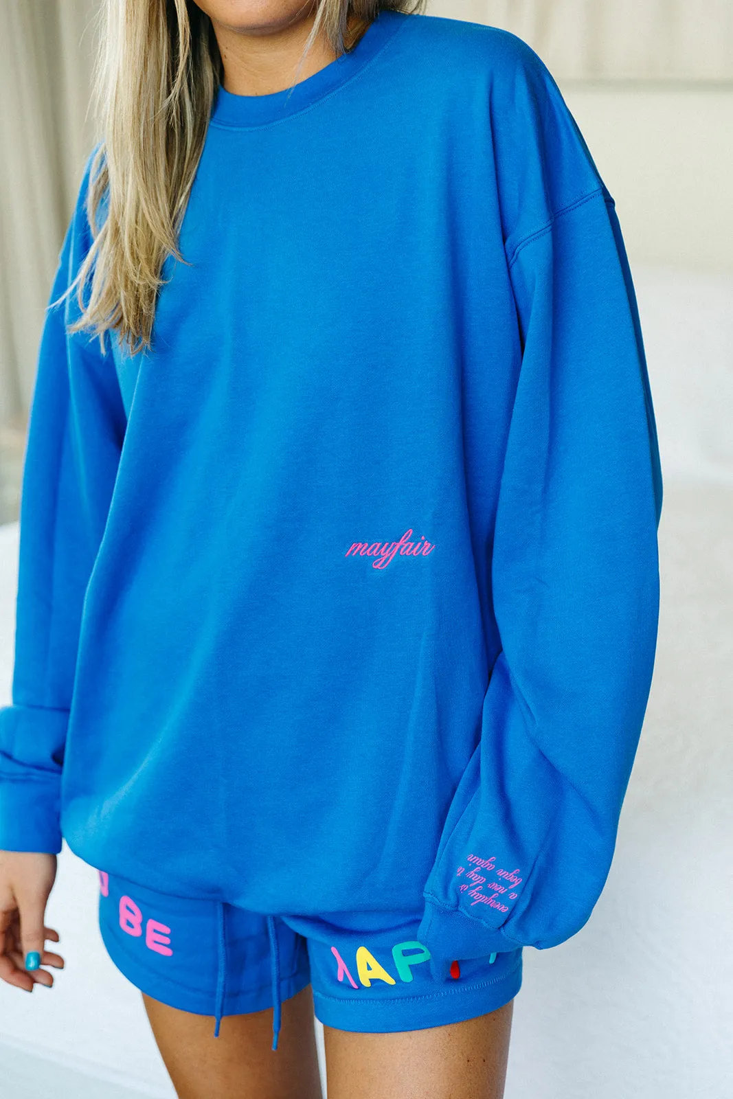 You Deserve To Be Happy Sweatshorts - Royal Blue