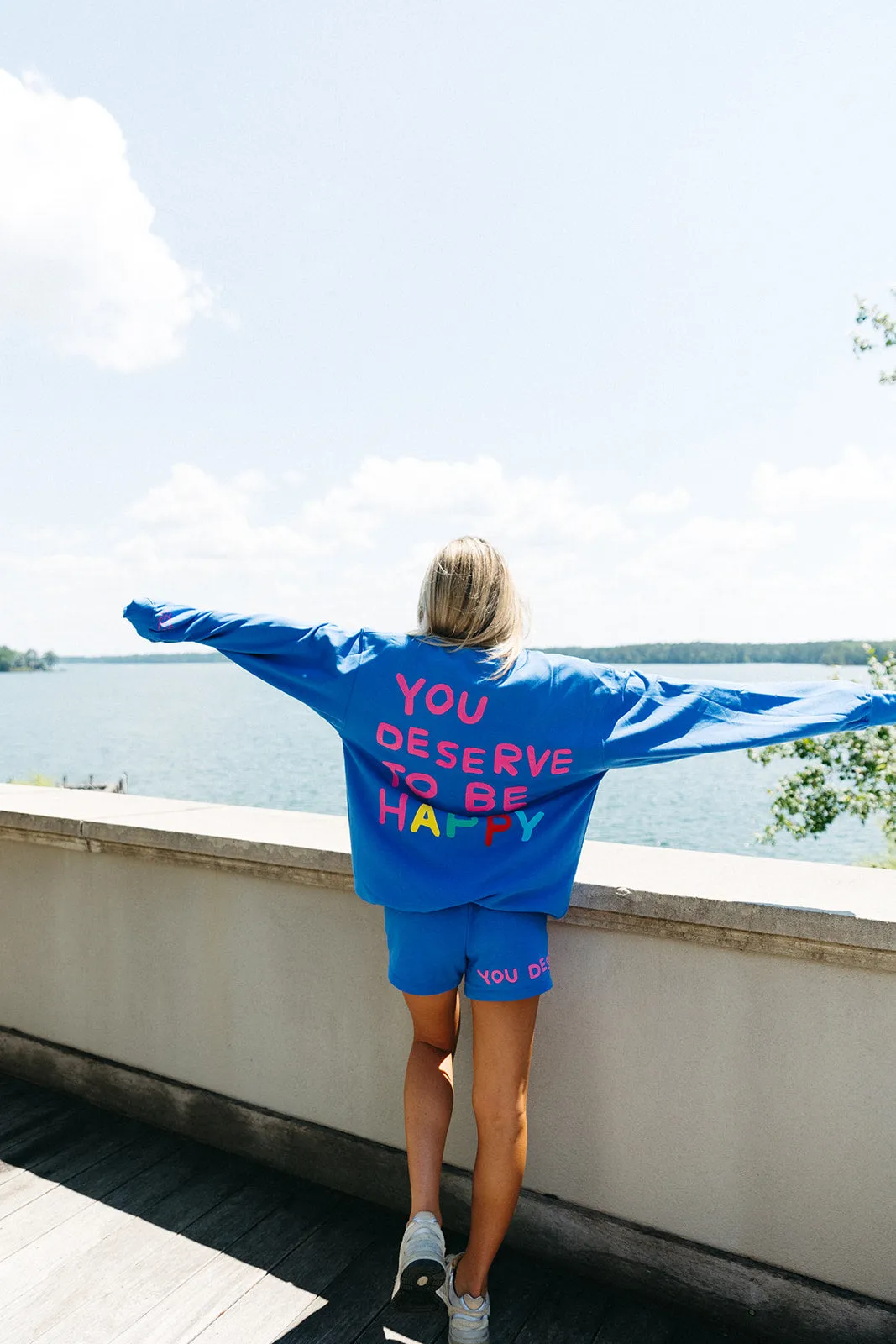 You Deserve To Be Happy Sweatshorts - Royal Blue