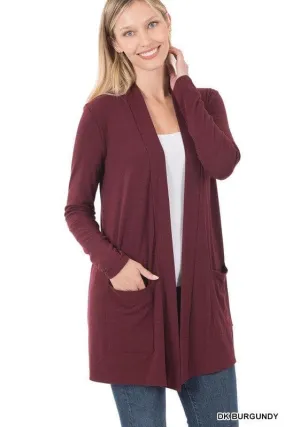 ZENANA Slouchy Pocket Open Cardigan